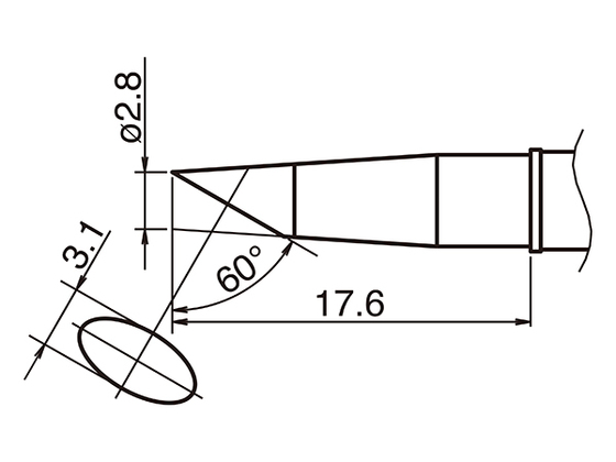 Lödspets T31-2.8BC, 450°